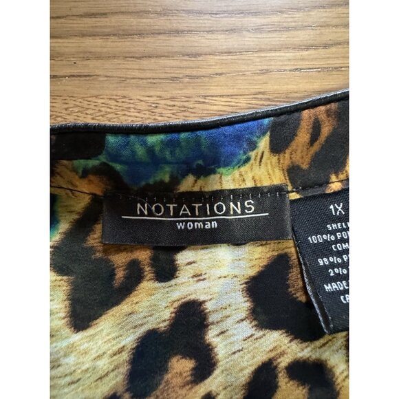 Notations Tunic Blouse Women Size 1X V Neck Long Sleeve Colorful Lightweight - Picture 3 of 11